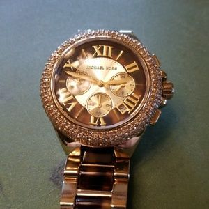 Michael Kors goldtone and tortoise crystal watch